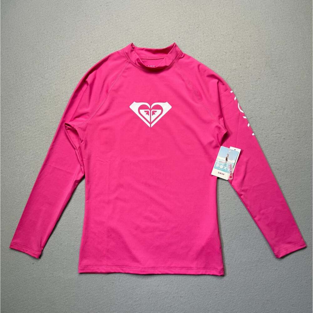 Roxy Juniors' Whole Hearted Long-Sleeve Rashguard rosebud/white large $40